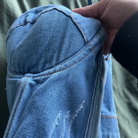 Denim Bustier Adjustable Crop Top - Picture 5 of 7